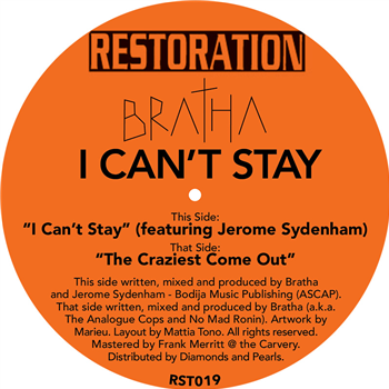 Bratha feat. Jerome Sydenham - I Cant Stay - Restoration Bratha feat. Jerome Sydenham - I Cant Stay - Restoration
