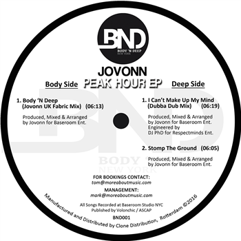 Jovonn - Peak Hour EP - Body N Deep