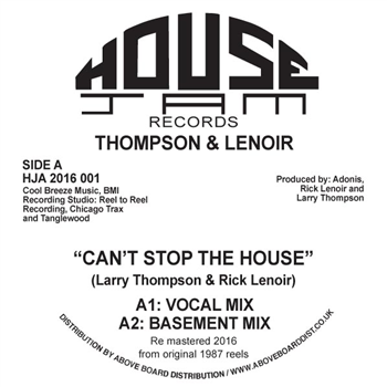 THOMPSON & LENOIR - Cant Stop The House (White Vinyl Repress) - House Jam