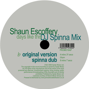 Shaun Escoffery - Days Like This (DJ Spinna Mix) - Oyster Music