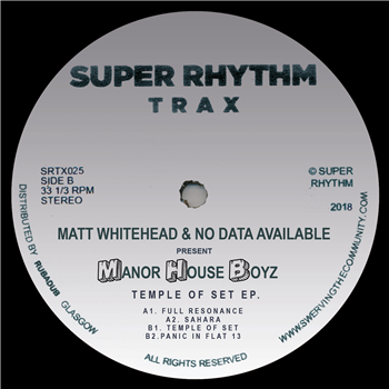 Matt Whitehead & No Data Available present Manor House Boys - Temple Of Set EP - Super Rhythm Trax