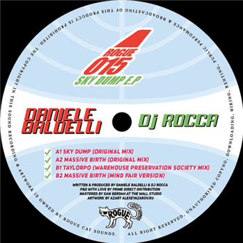 Daniele Baldelli & DJ Rocca - Sky Dump EP - ROGUE CAT SOUNDS
