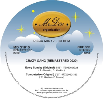 CRAZY GANG - Remastered 2020 - TRANSPARENT YELLOW Vinyl - MR DISC ORGANISATION