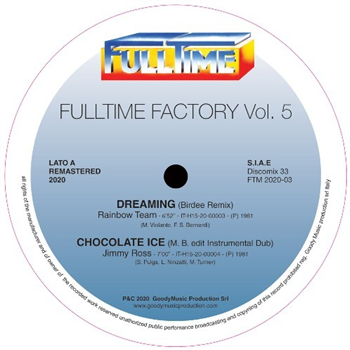 RAINBOW TEAM / JIMMY ROSS / TRANCE / I.C. BELL "Fulltime Factory
volume 5 - CLEAR vinyl 12" - Fulltime Production