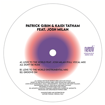 PATRICK GIBIN & KAIDI TATHAM feat. JOSH MILAN - Love To The World - Neroli