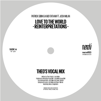 Patrick Gibin & Kaidi Tatham Ft. Josh Milan - Love to the World (Theo Parrish Reinterpretations) - Neroli