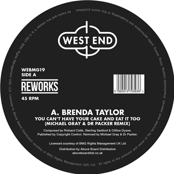 Brenda Taylor, NYC Peech Boys - You Can’t Have Your Cake And Eat It Too / Don’t Make Me Wait (Dr Packer & Michael Gray Reworks) - West End Records