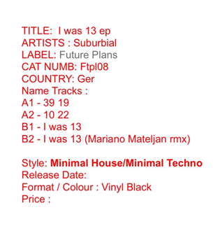 Suburbial - I Was 13 EP - Future Plans Suburbial - I Was 13 EP - Future Plans