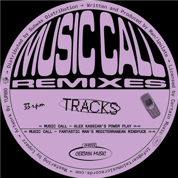 Man/ipulate - Music Call Remixes (Alex Kassian, Fantastic Man, Baldo & Certain People Remixes) - Certain Music Records