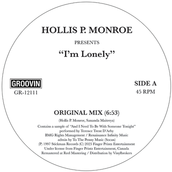 HOLLIS P. MONROE - IM LONELY - Groovin Recordings