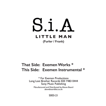 S.I.A - Little Man (Exemen Works) - Long Lost Brother Records S.I.A - Little Man (Exemen Works) - Long Lost Brother Records