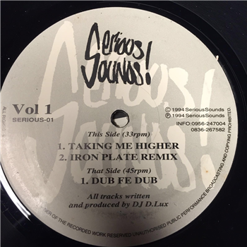 DJ Dlux - Dub Fe Dub (1994 Original Press) - Serious Sounds