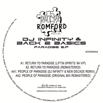 Dj Infinity & Back 2 Basics - Paradise EP - Kniteforce/ Out Of Romford Records