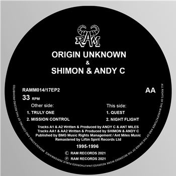 Origin Unknown/Shimon & Andy C - Truly One / Mission Control / Quest / Night Flight (1995/96) - Liftin Spirit Records/Ram Records