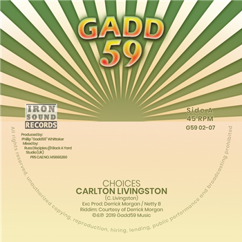 CARLTON LIVINGSTON - Choices / Dub Choices - G59 / IRON SOUND