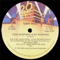 BARRY WHITE - YOUR SWEETNESS IS MY WEAKNESS / NEVER NEVER GONNA GIVE YOU UP - 20th Century Fox Records
BARRY WHITE - YOUR SWEETNESS IS MY WEAKNESS / NEVER NEVER GONNA GIVE YOU UP - 20th Century Fox Records