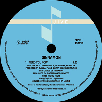 Sinnamon - I Need You Now - Jive